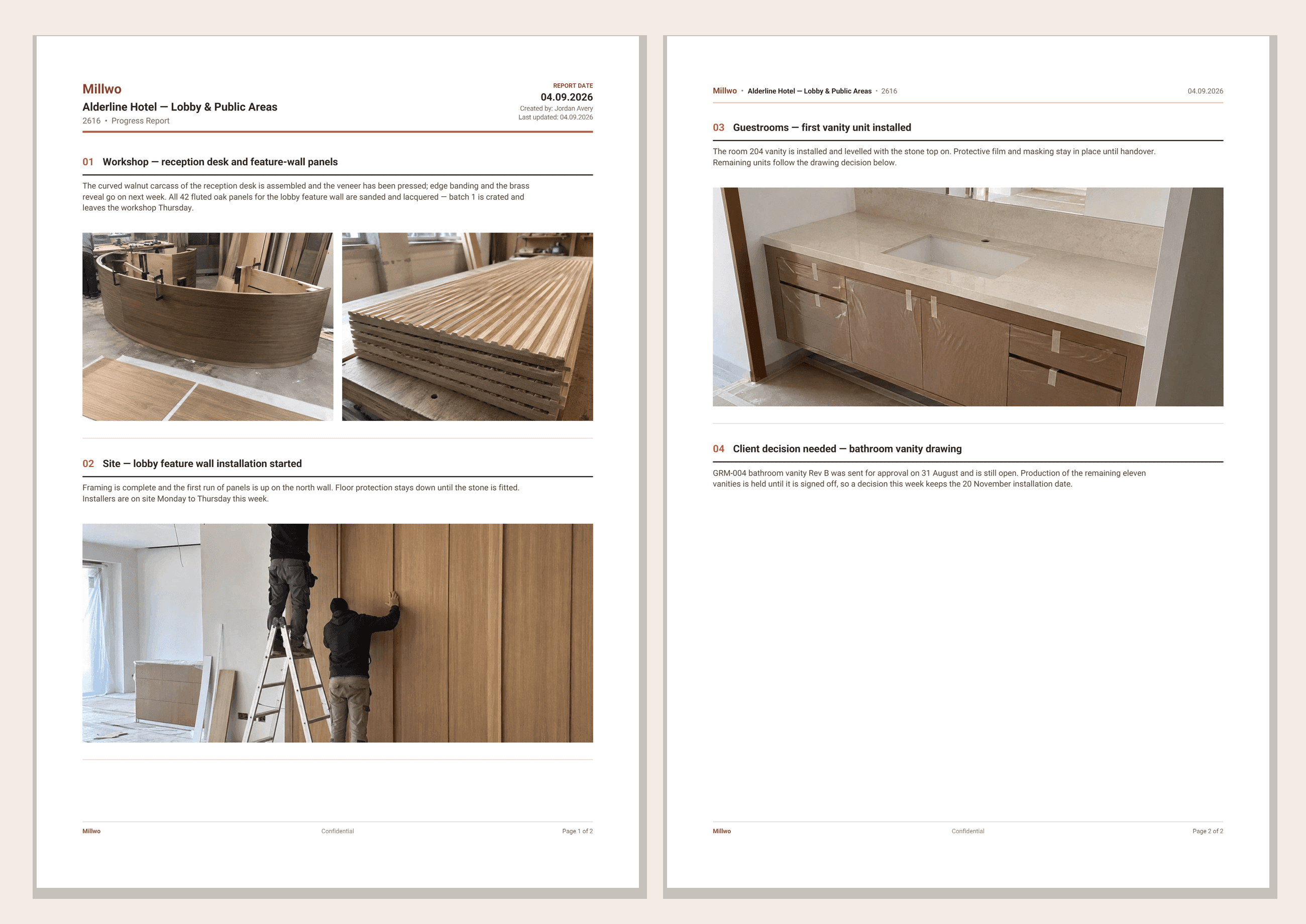 Site photos → a client-ready progress report